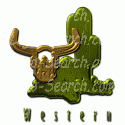 Western Skull and Cactus